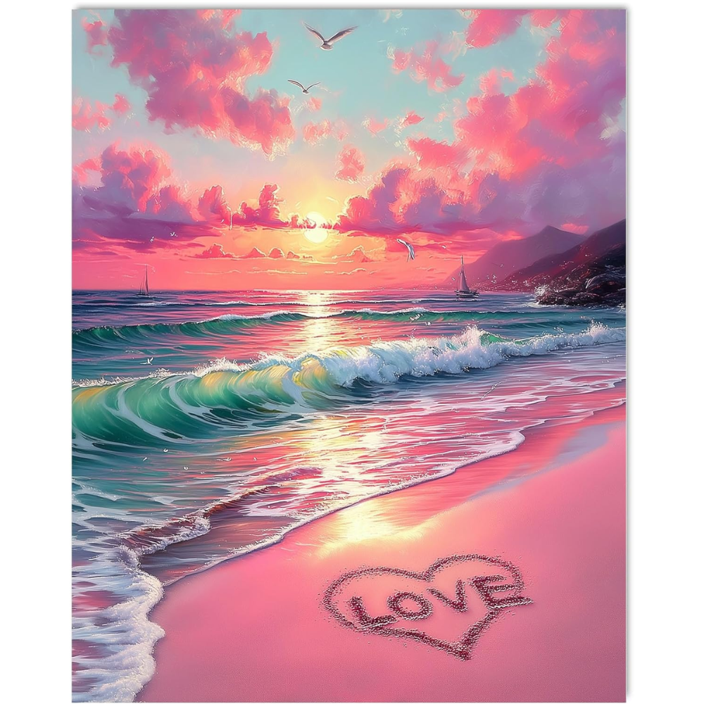Beach Sunset Paint By Numbers Kit For Adults Valentine Theme Wall Decor