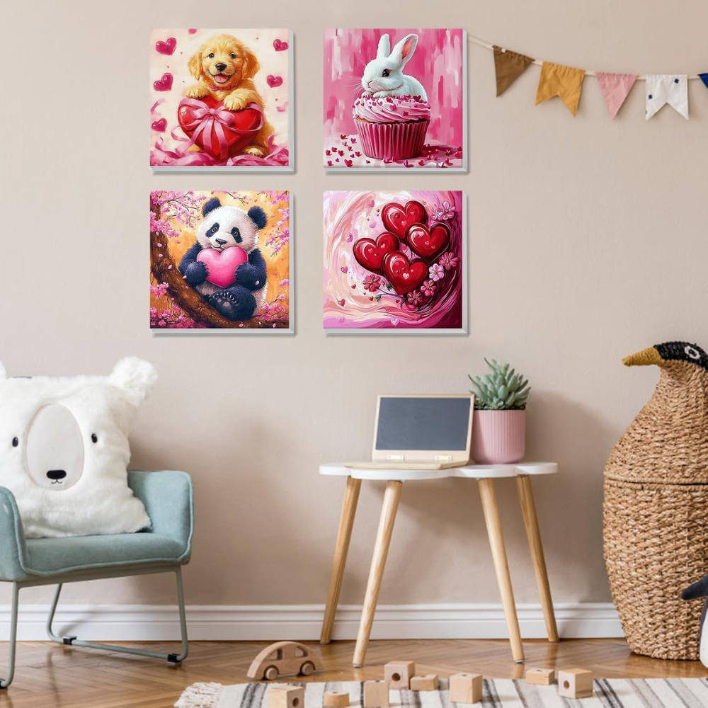 4 Pack Paint by Numbers for Adults & Kids Animal DIY Art 8x8