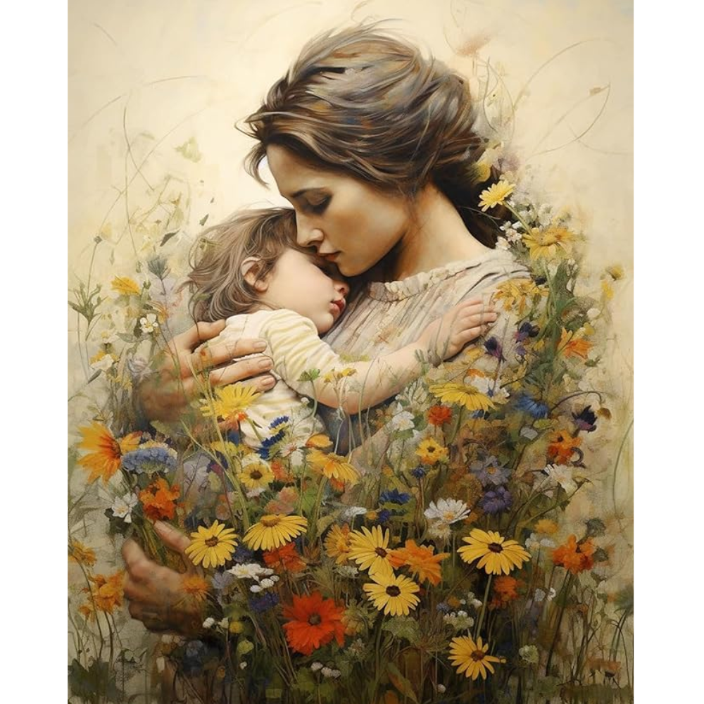 Paint by Numbers Mothers Day Acrylic Oil Painting for  Beginner with Paintbrushes 