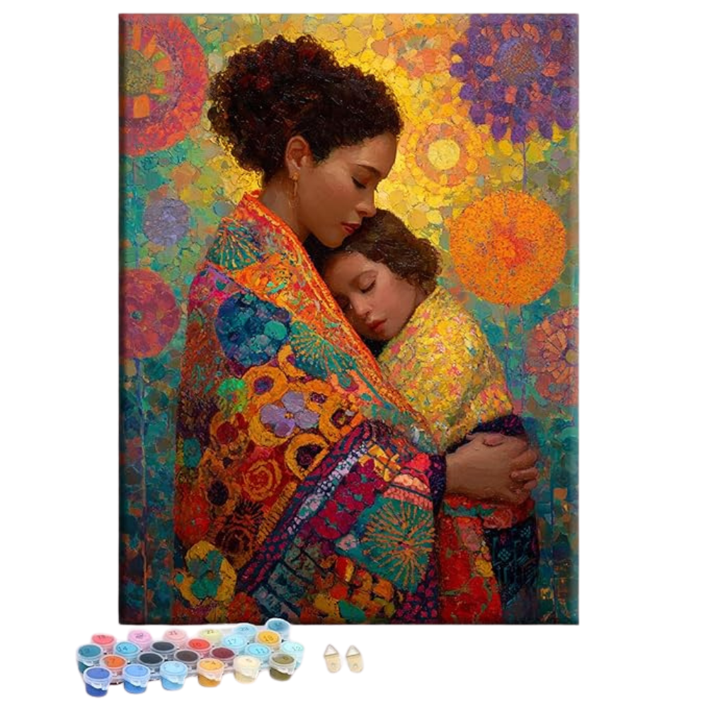 Black Mothers Day Framed Canvas DIY Paint by Numbers Kit 