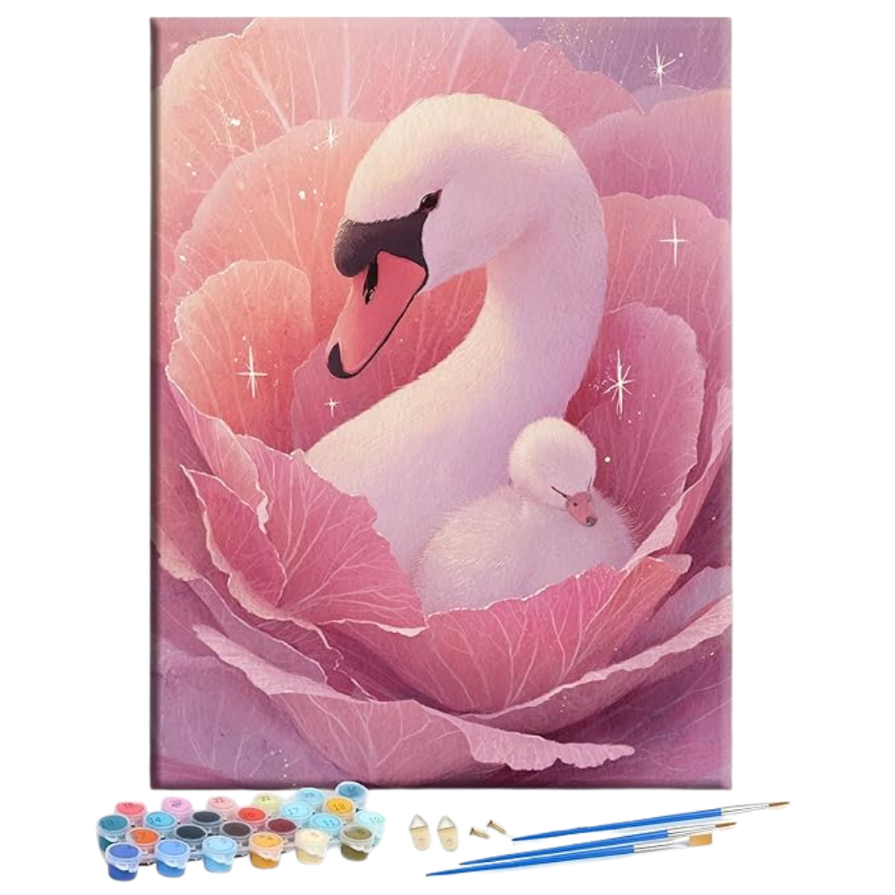 Peony SWAN MOM Mothers Day Framed Canvas DIY Paint by Numbers Kit