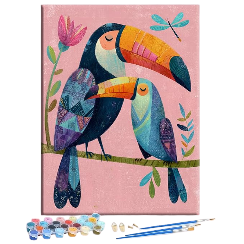 Toucan Mothers Day Framed Canvas DIY Paint by Numbers Kit