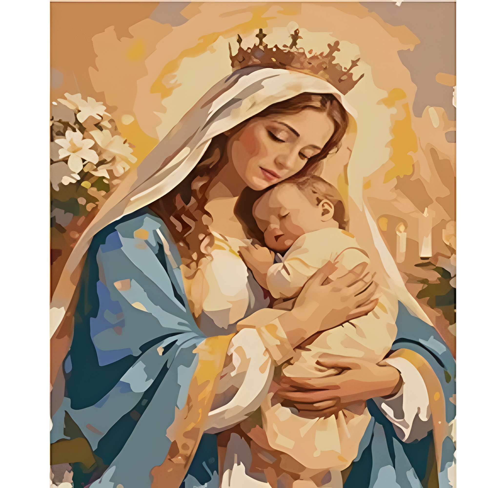 Religious Mother Child Themed Paint By Numbers Canvas DIY Art Set For Mothers Day