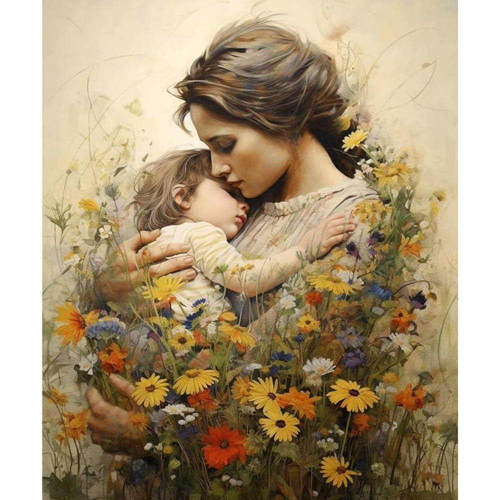Paint by Numbers Mother's Day for Adults, Acrylic Oil Painting by Numbers Kits for Beginner with Paintbrushes Brushes