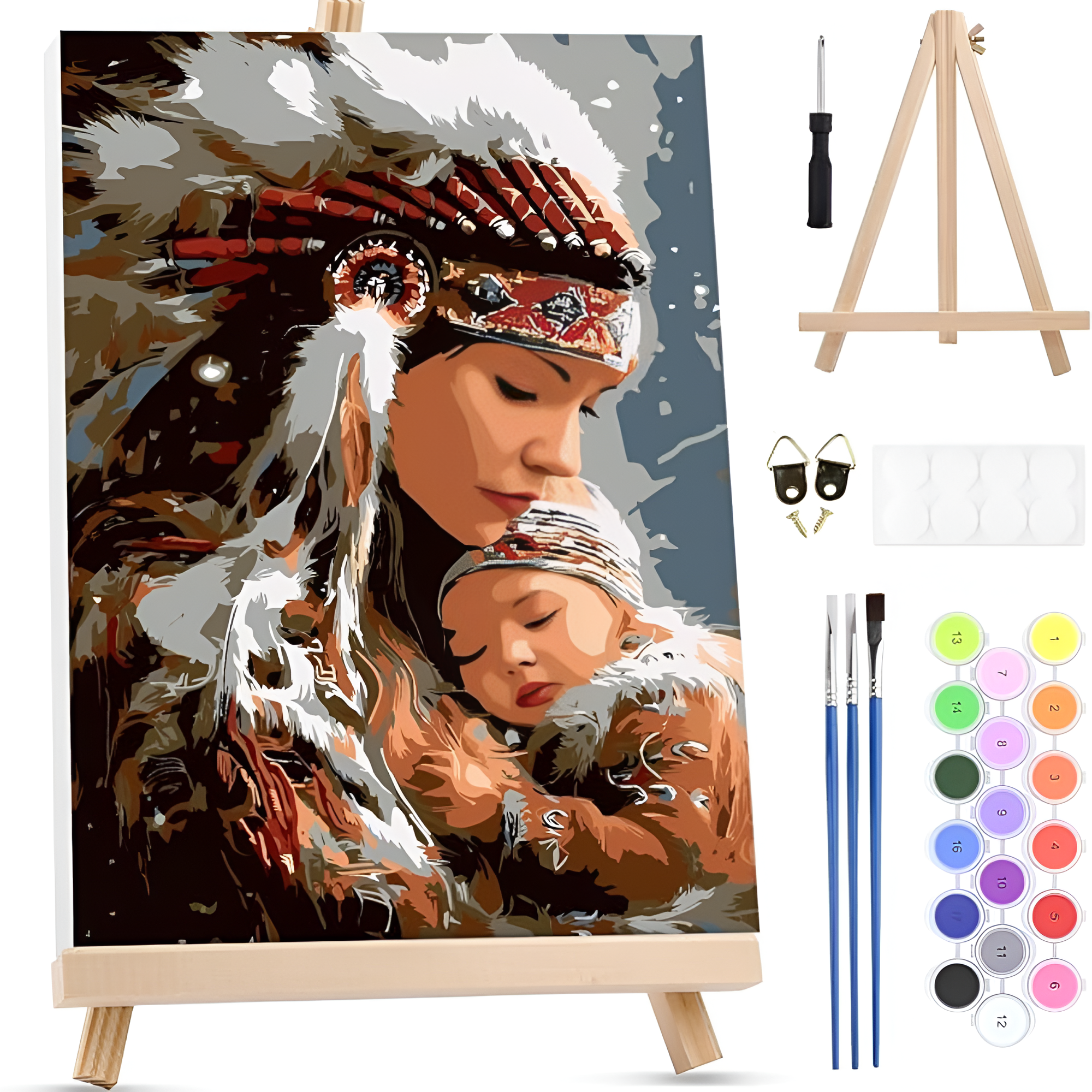 Indian Woman Framed Paint by Numbers for Adults Beginners