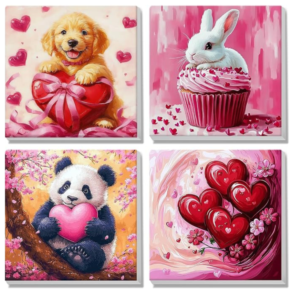 Pack Of 4 Valentines Themed Paint By Numbers Kit Set