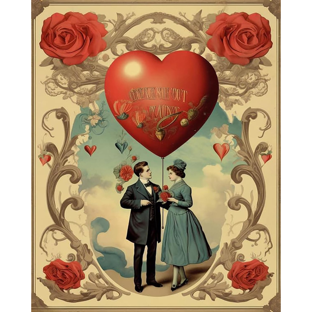 Valentine Couple Rose Design Paint By Numbers For Wall Decor