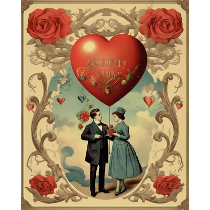 Valentine Couple Rose Design Paint By Numbers For Wall Decor