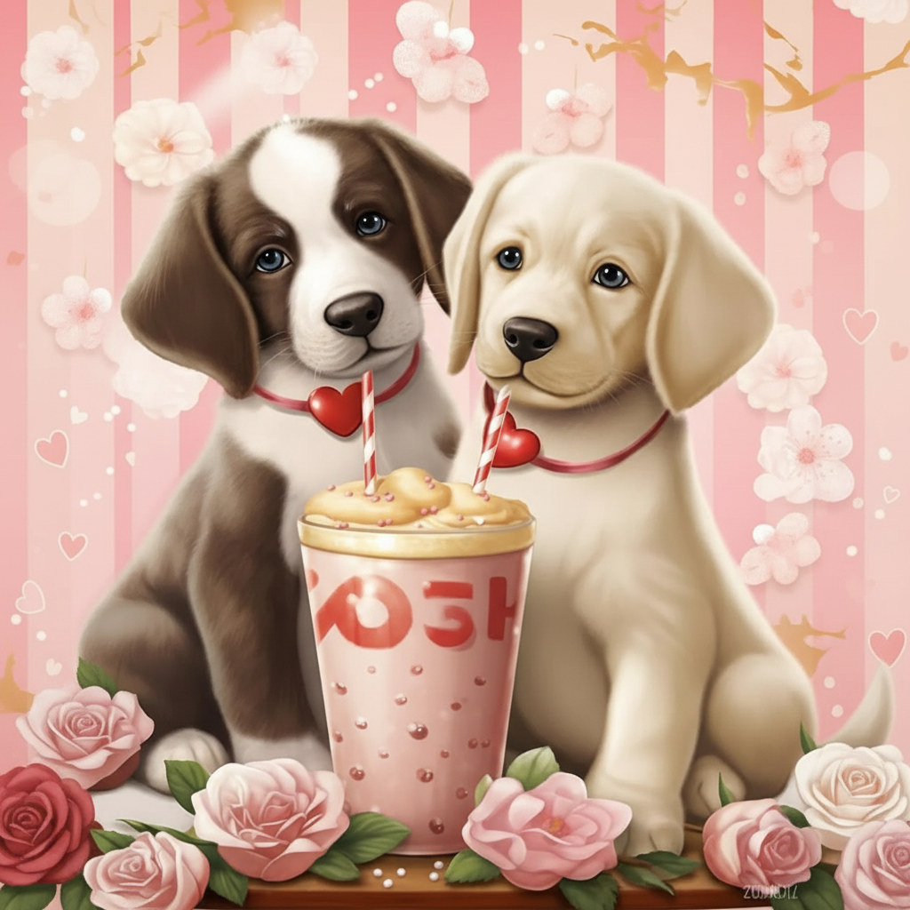 Puppy Artwork Themed Paint By Number Kit For Valentines Day 