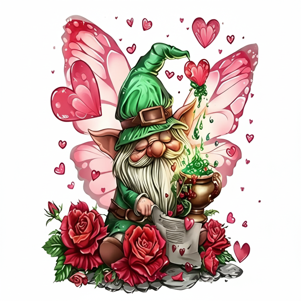 Valentine Gnome With Rose DIY Paint By Numbers Kit For Adults Beginners