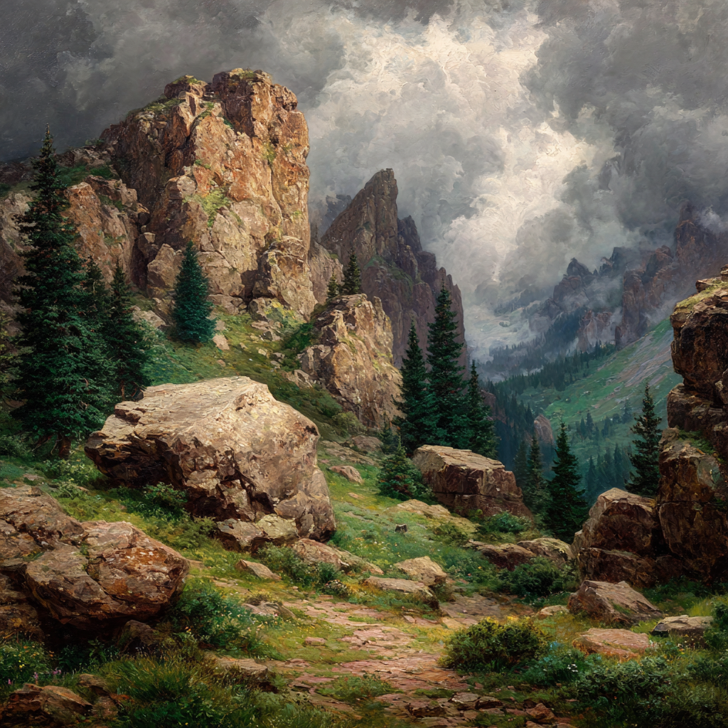 Gustave Courbet Inspired Rugged Mountains DIY paint by numbers