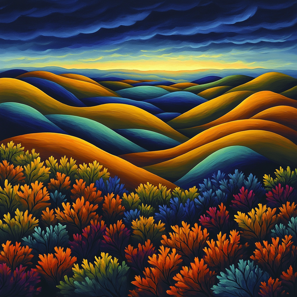 Frederick Varley Inspired Windswept Hills With Autumn Rhythm paint by color