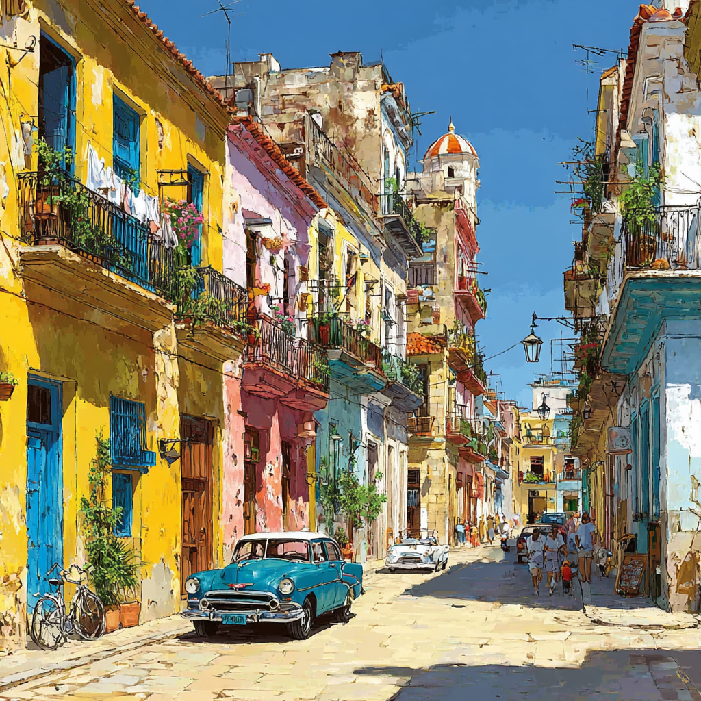 Old Havana Side Streets Cuba painting number kit
