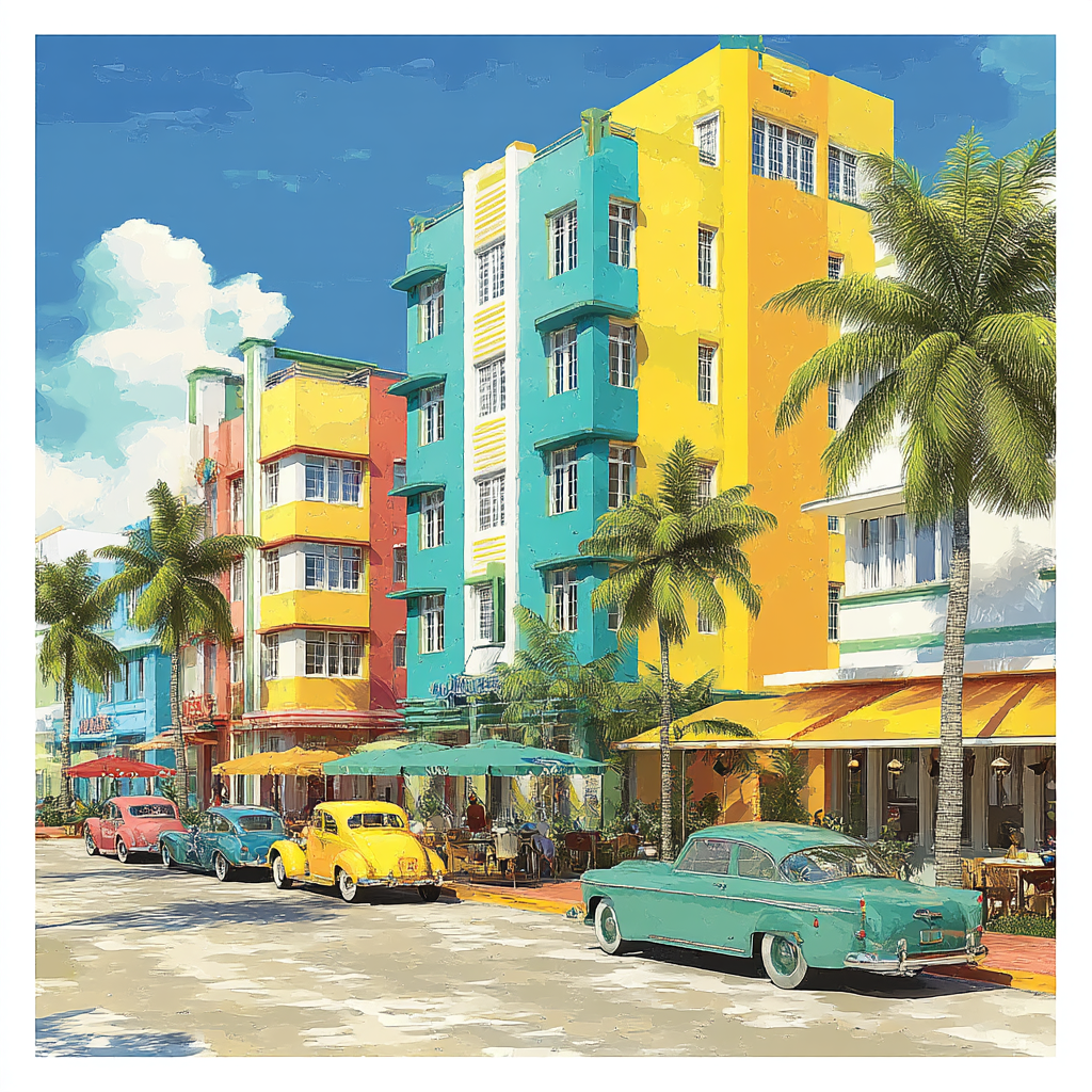 Art Deco Historic District - Miami Painting By Numbers Kit