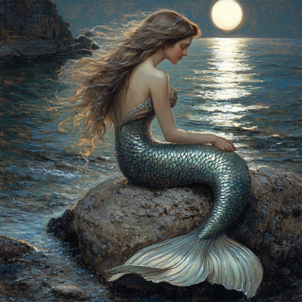 John William Waterhouse Inspired Mermaid Lament Number painting
