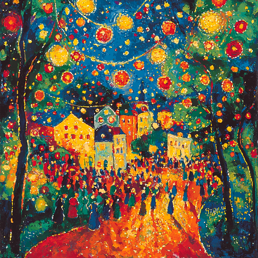 Marc Chagall Inspired Dazzling Festive Lights Painting By Numbers Kit