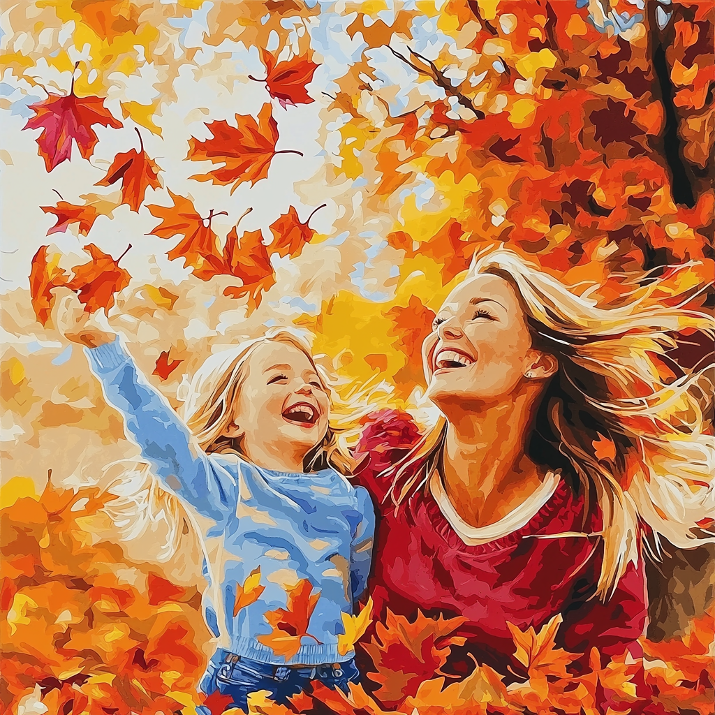 Dancing In The Autumn Leaves Number Painting