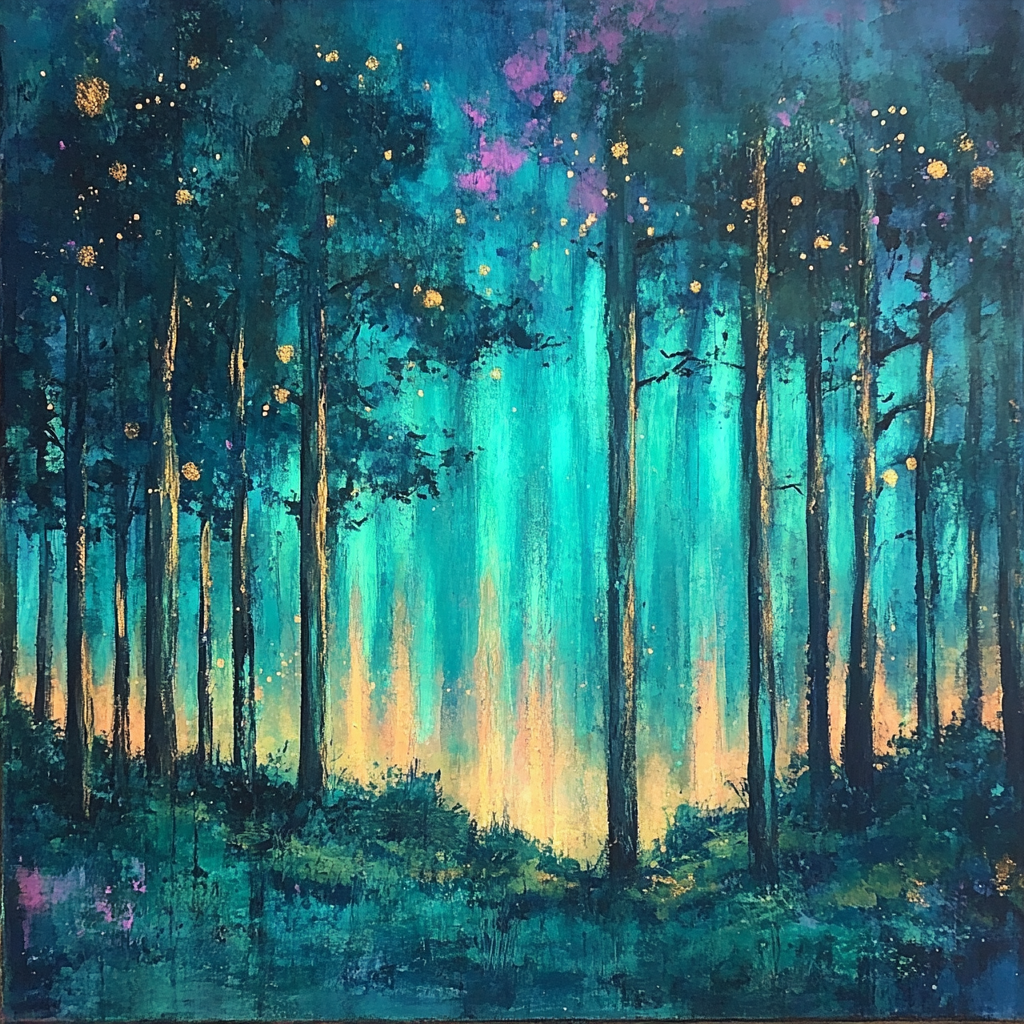 Edgar Degas Inspired Aurora Forest paint by color
