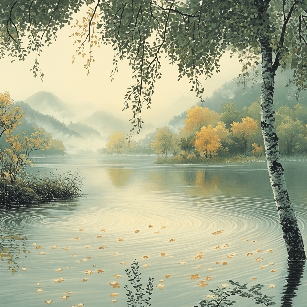 Hiroshige Inspired Serene Autumn River painting number kit