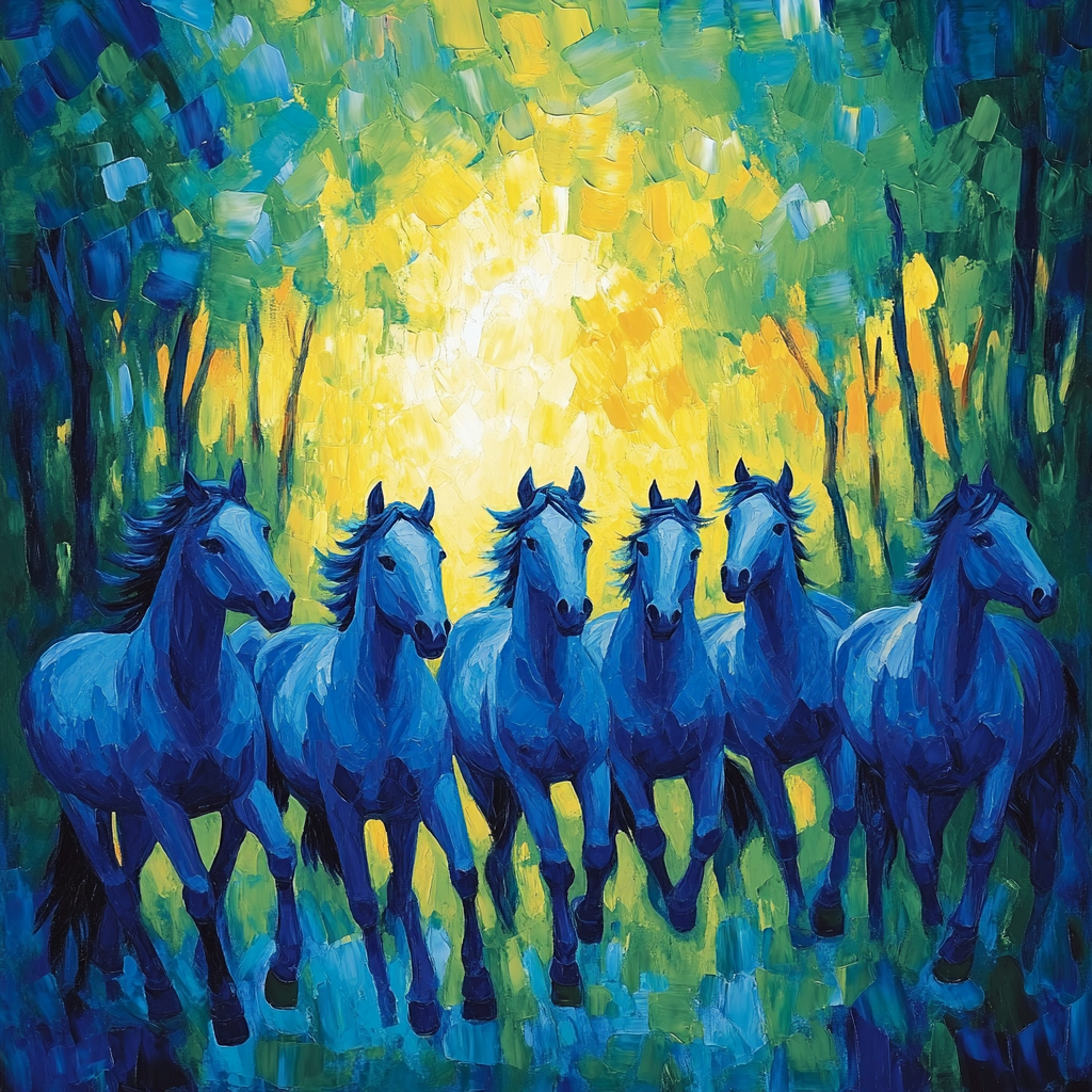 Franz Marc Inspired Blue Horses Number painting