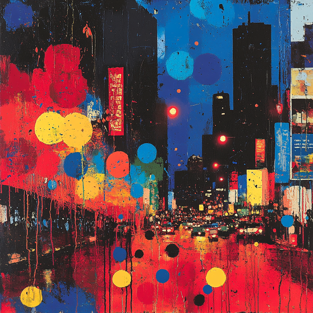 Jackson Pollock Inspired Energetic Urban Night paint by numbers