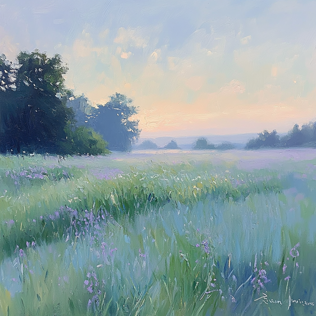 Claude Monet Inspired Morning Mist Over The Meadow Painting by numbers kit