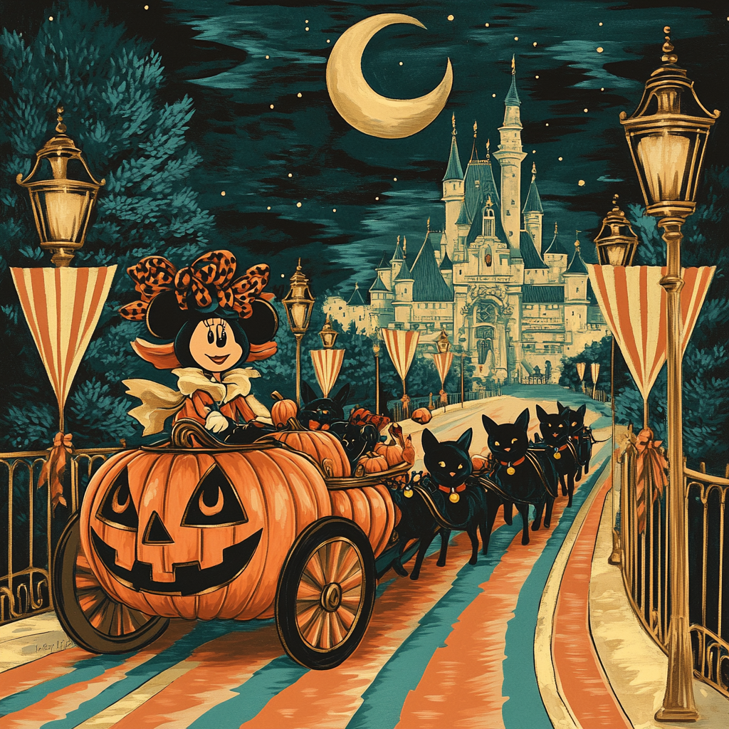 Minnie Midnight Pumpkin Carriage paint by numbers