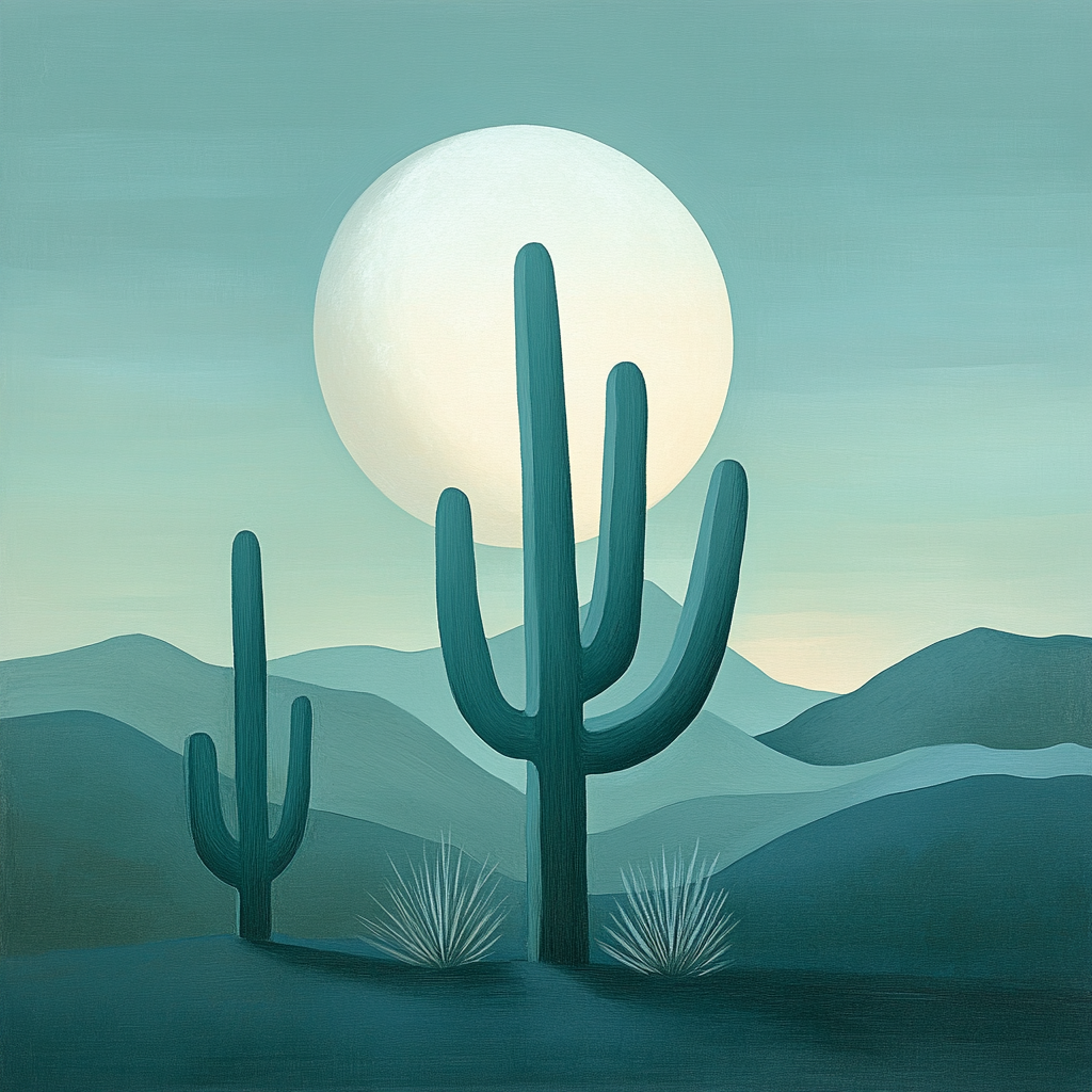 Georgia OKeeffe Inspired Moonlit Cacti Numbered painting kits