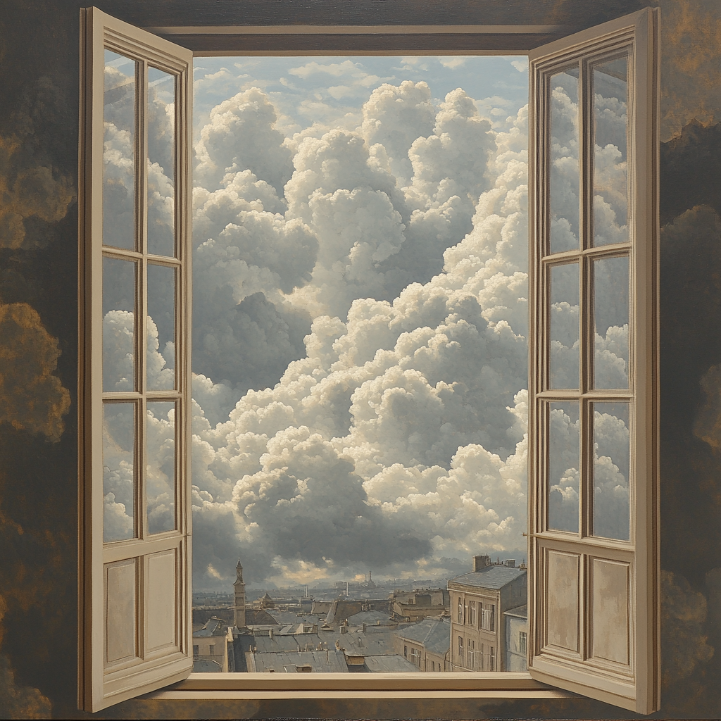 René Magritte Inspired Cloudy Window Paint by numbers kits
