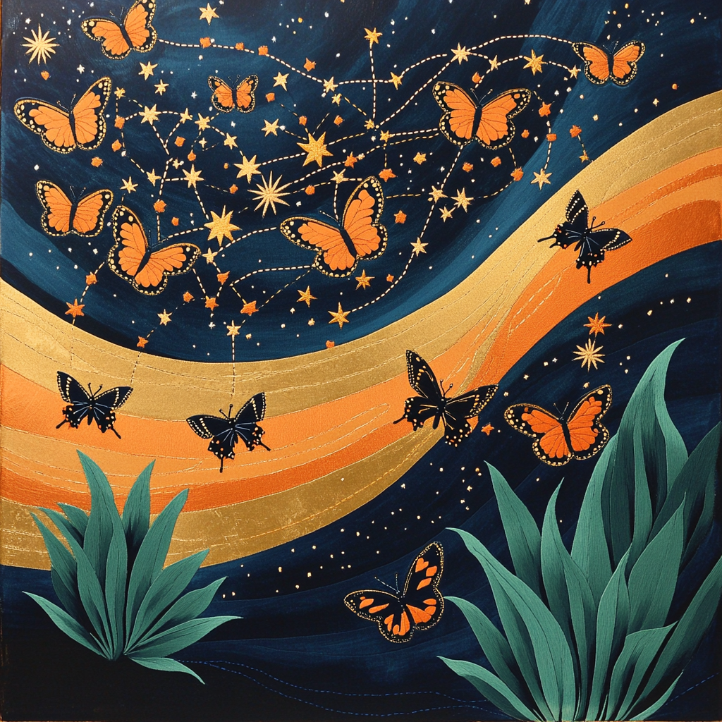 Frida Kahlo Inspired Monarch Constellation painting number kit