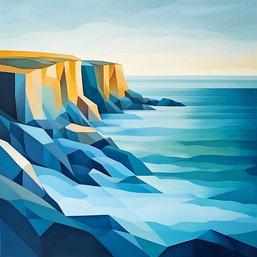 Pablo Picasso Inspired Cubist Coastal Landscape DIY paint by numbers