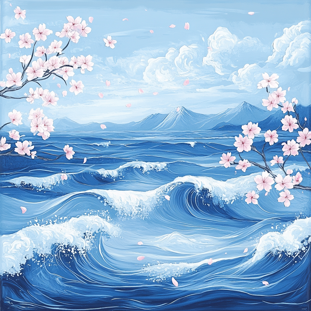 Hokusai Inspired Tranquil Waters DIY paint by numbers