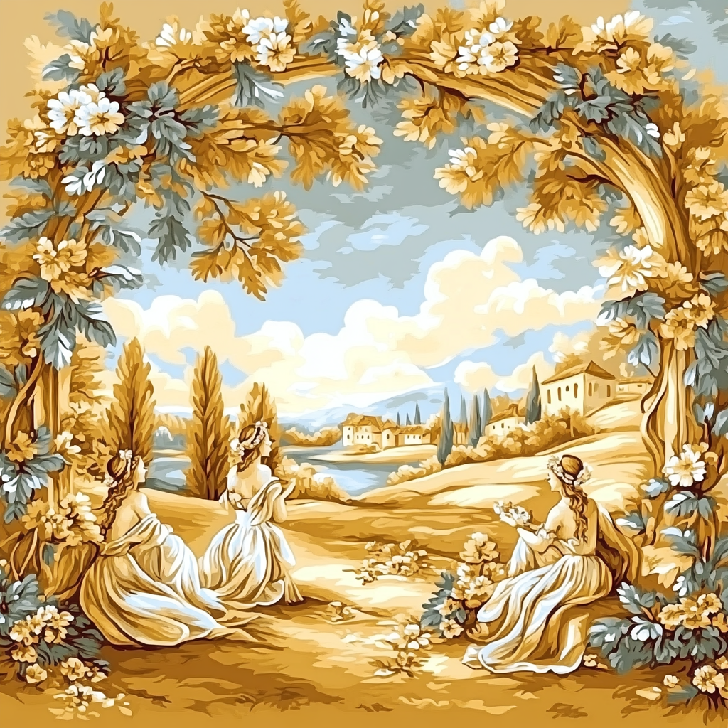 Botticelli Inspired Mythic Garden paint by number