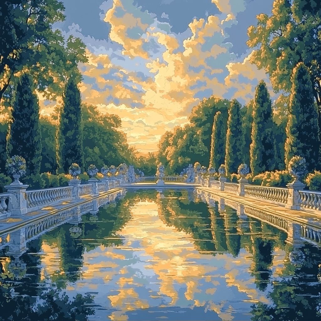 Raphael Inspired Idealized Garden With Reflecting Pool Painting by numbers kit