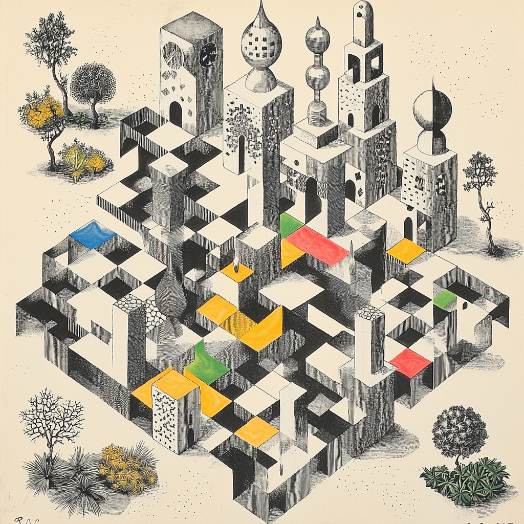 M.C. Escher Inspired Whimsical Geometries Paint By Numbers Kits