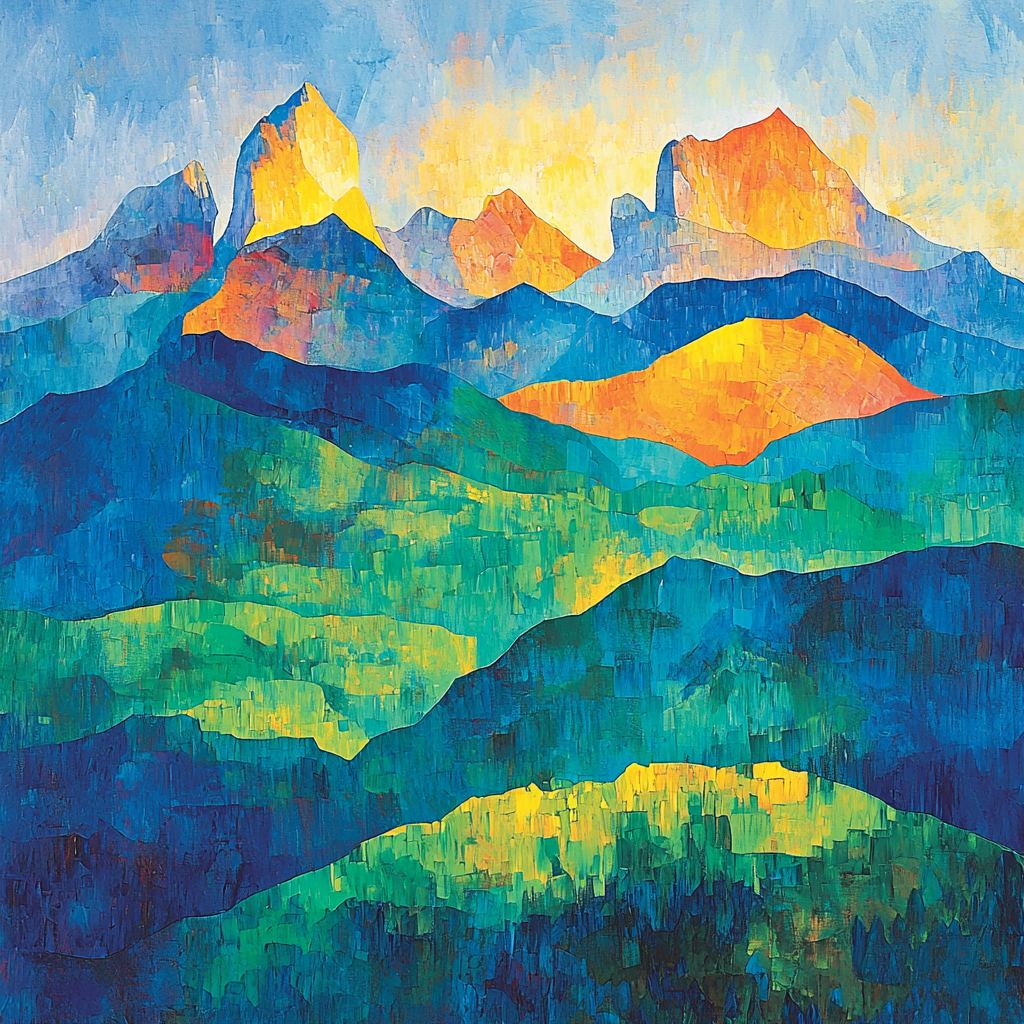 Paul Cézanne Inspired Mountainous Whimsy Number Painting