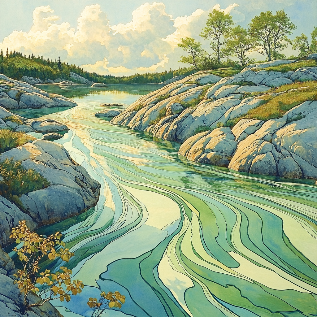 Franklin Carmichael Inspired Spring Rock Ribbons DIY paint by numbers