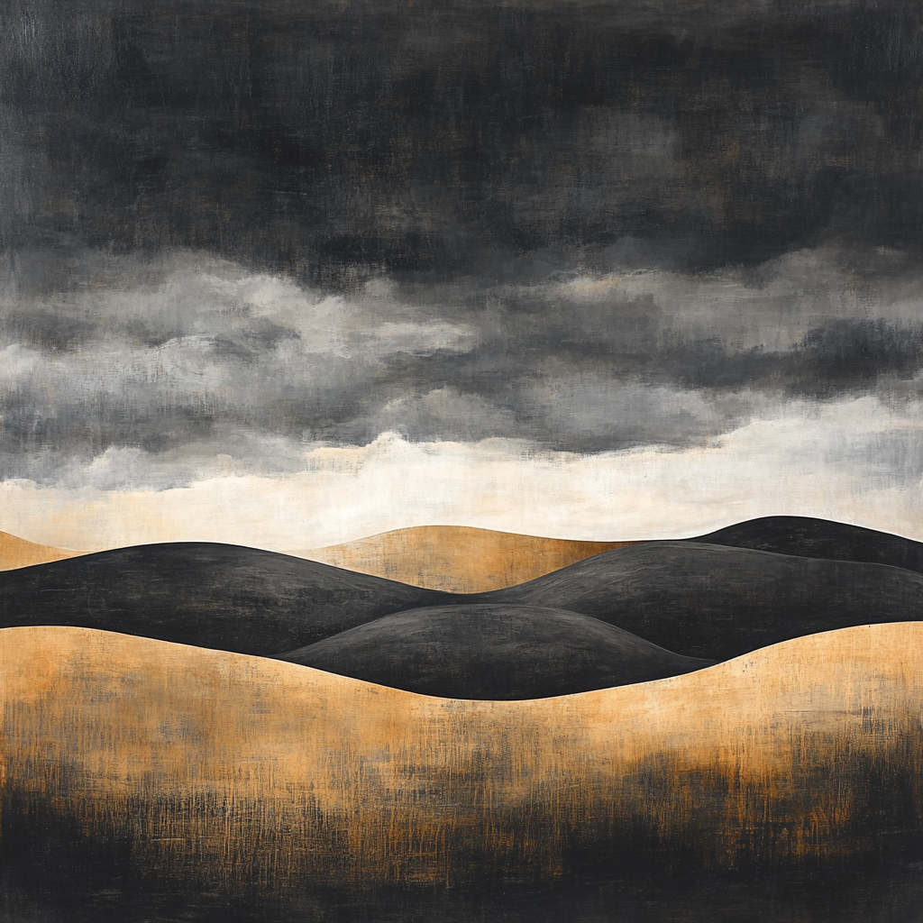 Francisco Goya Inspired Twilight Hills Under Brooding Sky Number painting