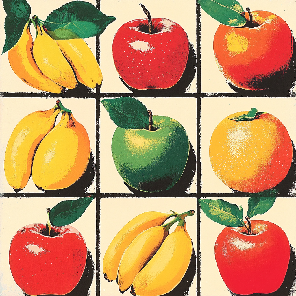Andy Warhol Inspired Pop Art Fruit paint by numbers