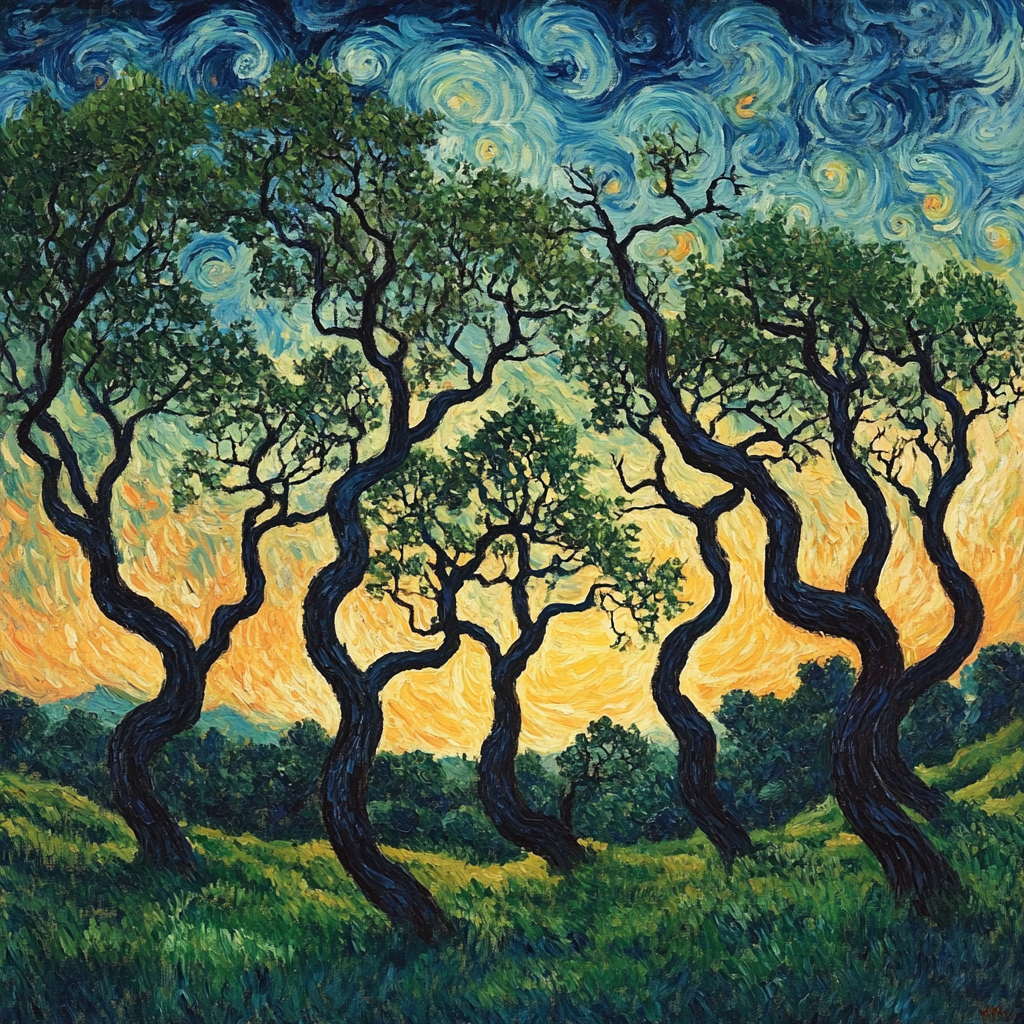 Edvard Munch Inspired Enchanted Twilight Forest paint by numbers