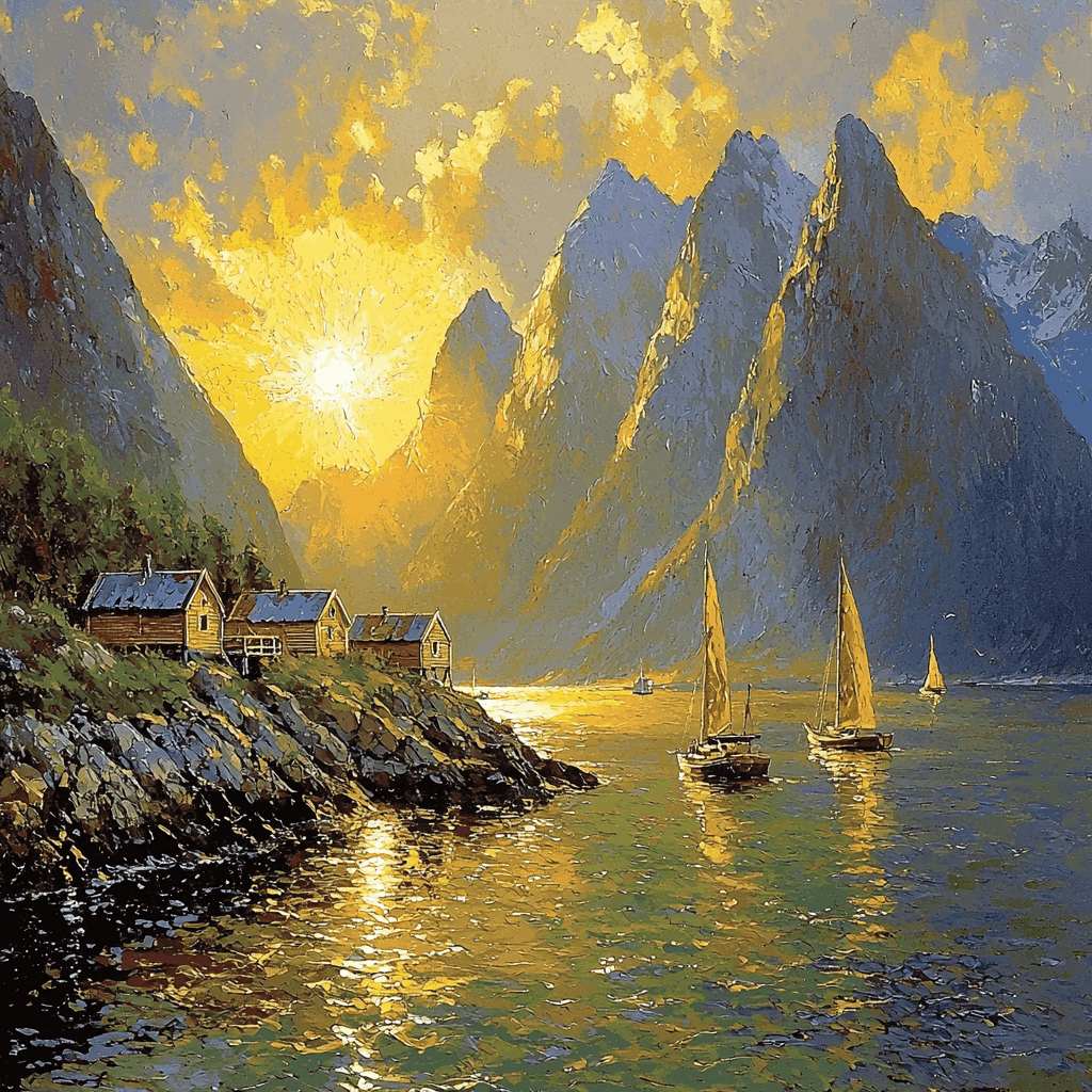 Lofoten Islands' Midnight Sun Numbered Painting Kits
