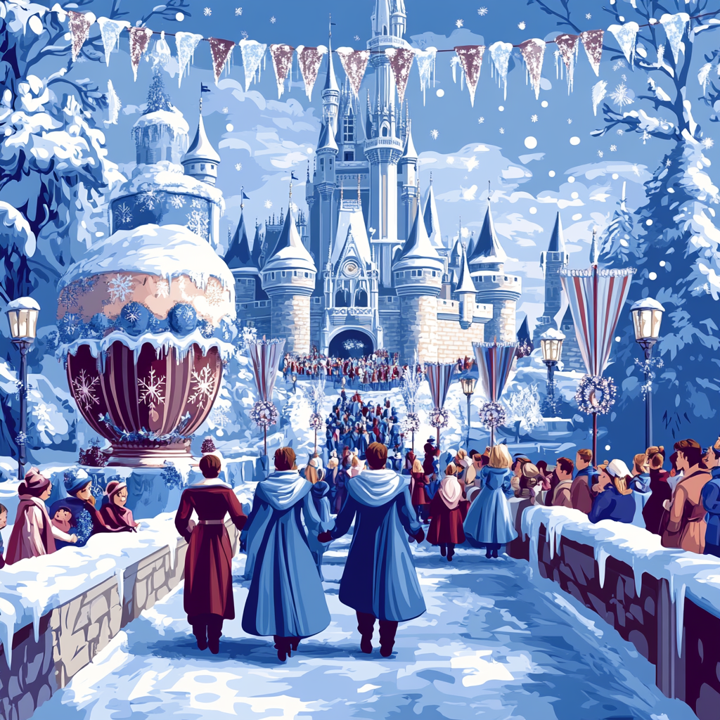 Enchanted Castle Winter Parade Number painting