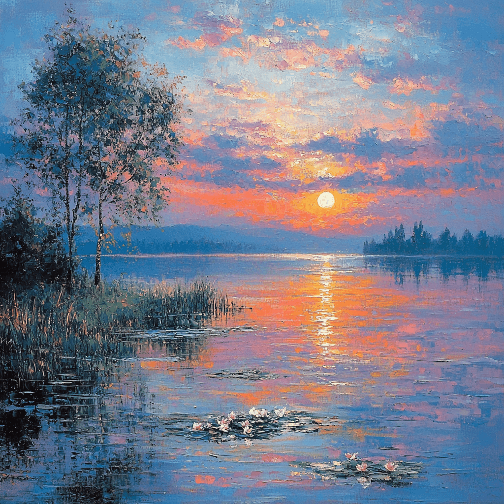 Claude Monet Inspired Dreamy Nightfall Numbered Painting Kits