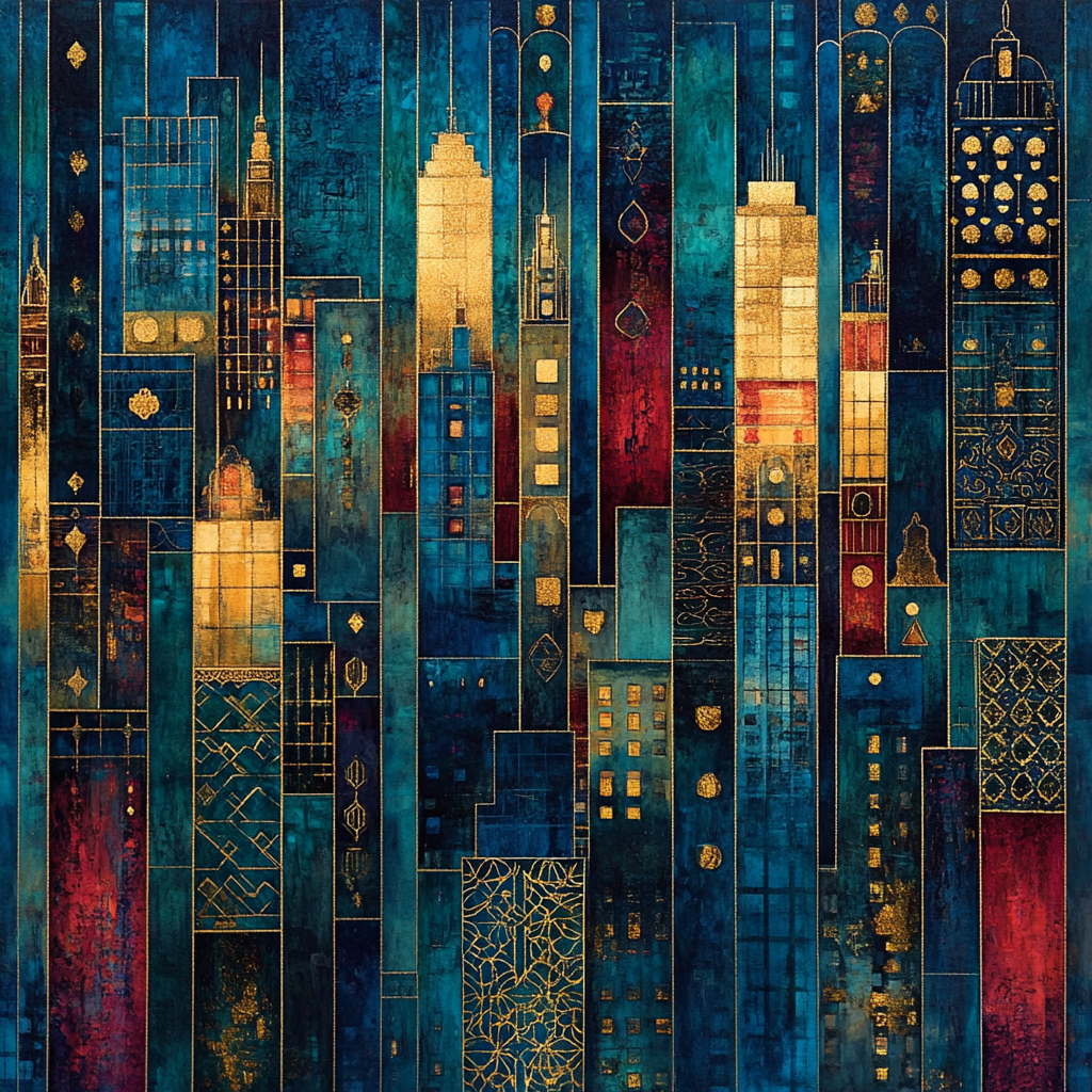 Gustav Klimt Inspired City Lights paint by number
