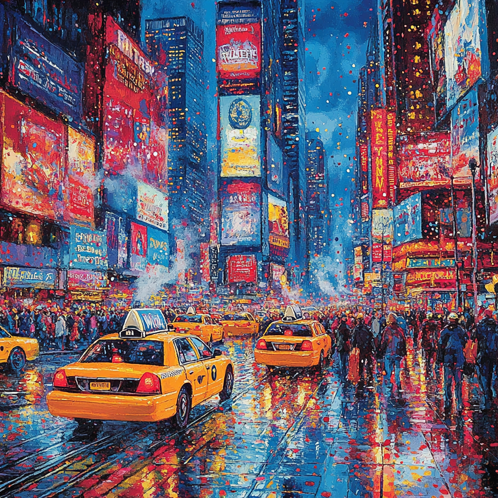 Times Square Neon Pulse New York United States Paint by numbers art