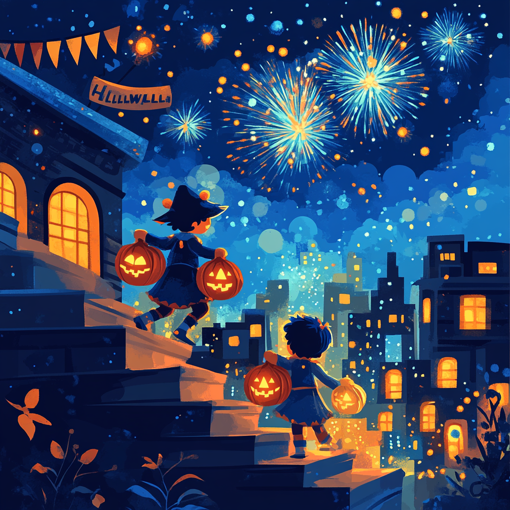 Trick Or Treat Skyline Adventure paint by numbers