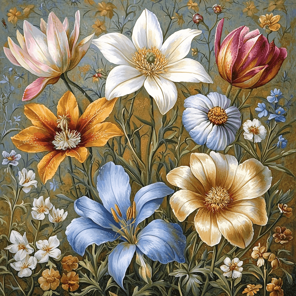 Leonardo Da Vinci Inspired Timeless Blossom Studies Painting Number Kit