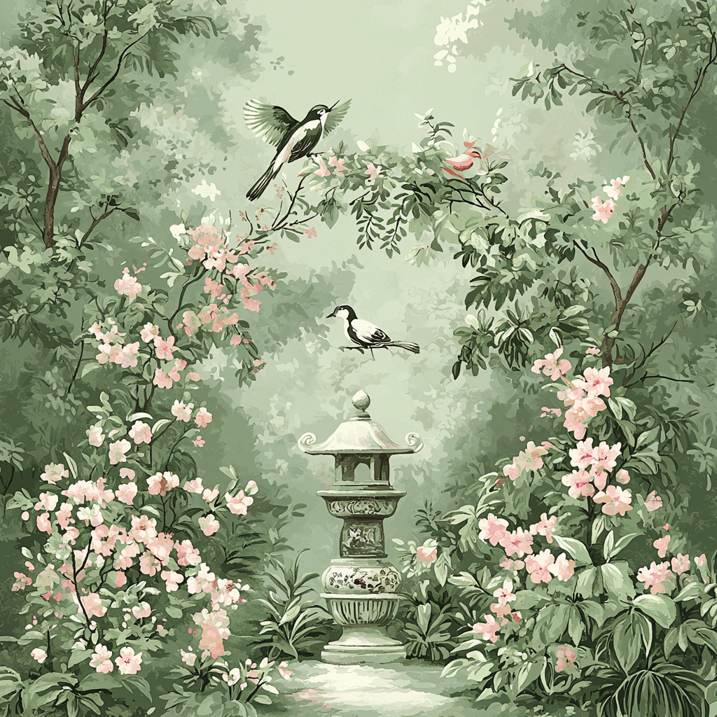Jean-Baptiste Pillement Inspired Elegant Chinoiserie Garden Painting By Numbers Kit