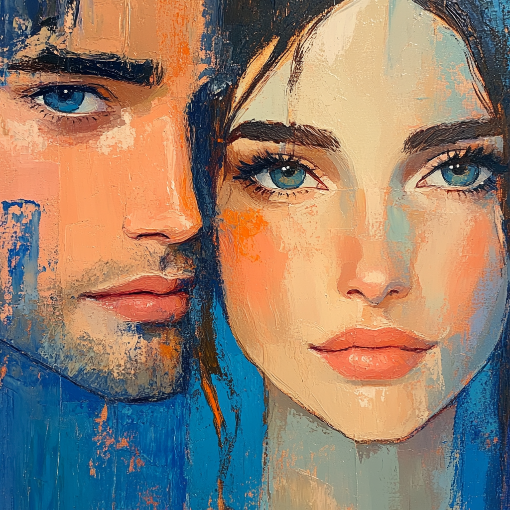 Amedeo Modigliani Inspired Elongated Couple Paint by numbers kits