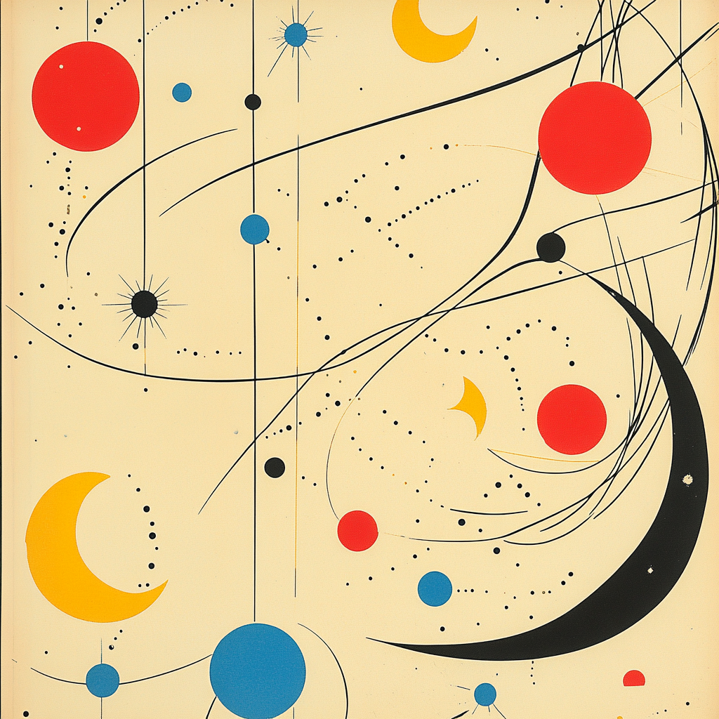 Joan Miró Inspired Celestial Lattice paint by color